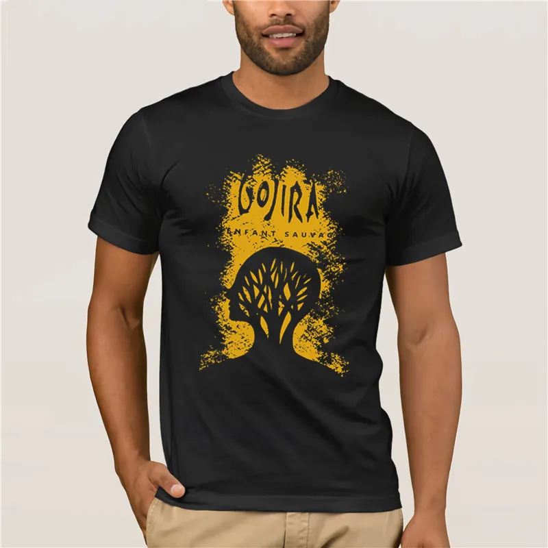 Camiseta de moda para hombre, camiseta de manga corta blanca para hombre, camiseta de manga corta con diseño genial de la banda de Metal negro Gojira para hombre, Lenfant Sauvage