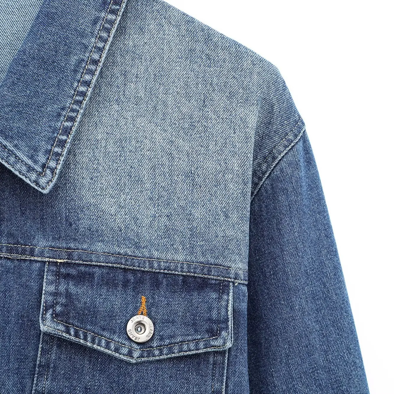 KASLEAD New Women's High-End Feel Washed Denim Jacket Tear Jeans Long Sleeve Flip Collar Fashion Set Autumn Season Two-Piece Set