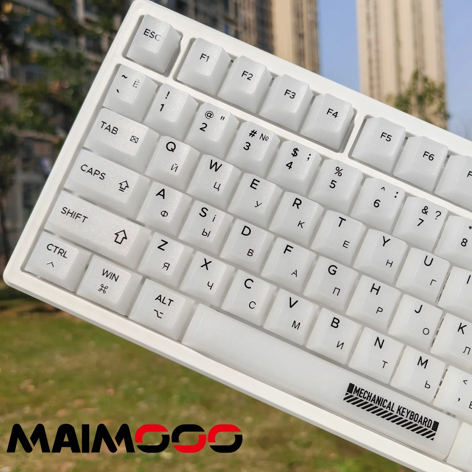 Imagem -03 - Keycap Leitoso Matte para Teclado Mecânico Material pc Keycap Branco Translúcido Jogo de Escritório Simples Faça Você Mesmo Cereja Russo 125 Chaves