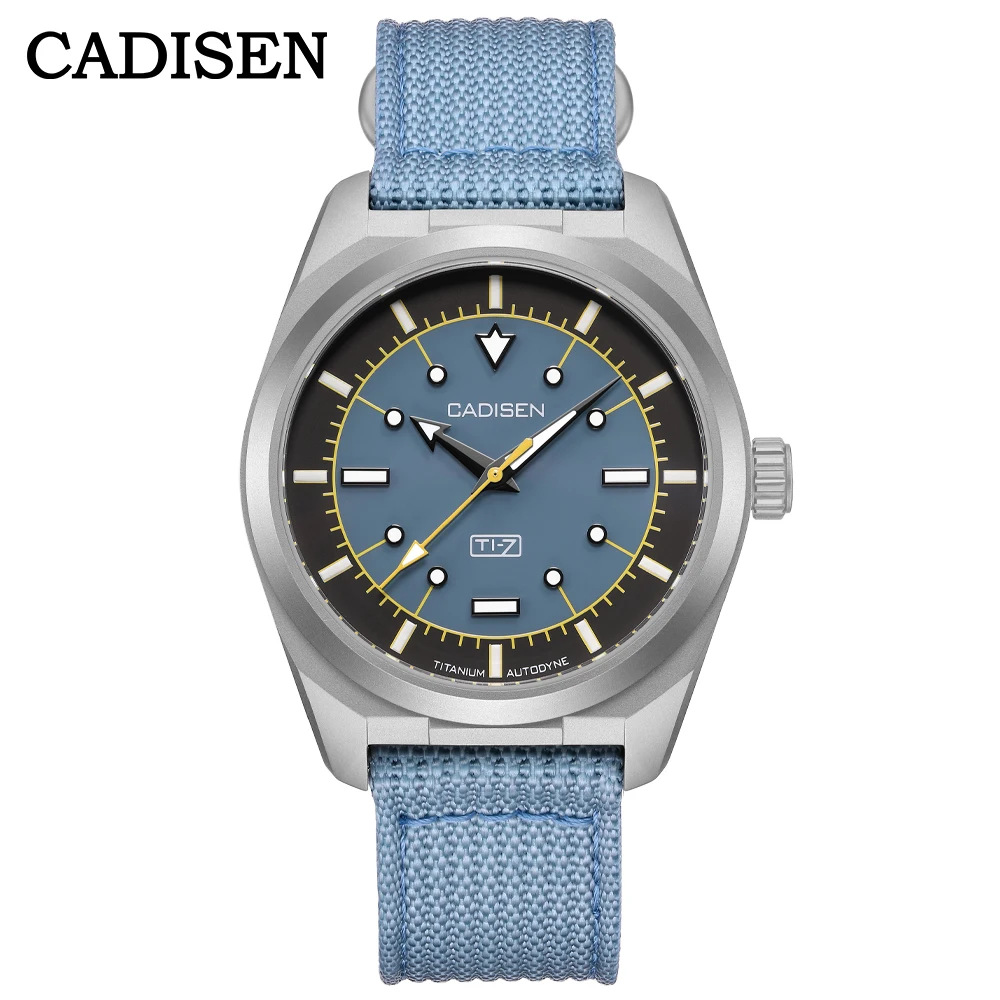 CADISEN TI-7 Autodyne Automatische mechanische Canvas-Armbanduhr aus Titanstahl, MIYOTA 8215, leuchtender Saphir, wasserdicht, Herrenuhren