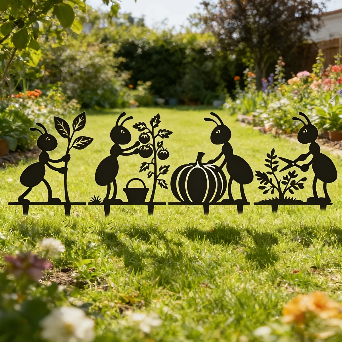 CIFBUY Iron Garden Stake Ant Design Outdoor Yard Lawn Decor Ground Insert For Flower Bed Patio Thanksgiving Mother's Day