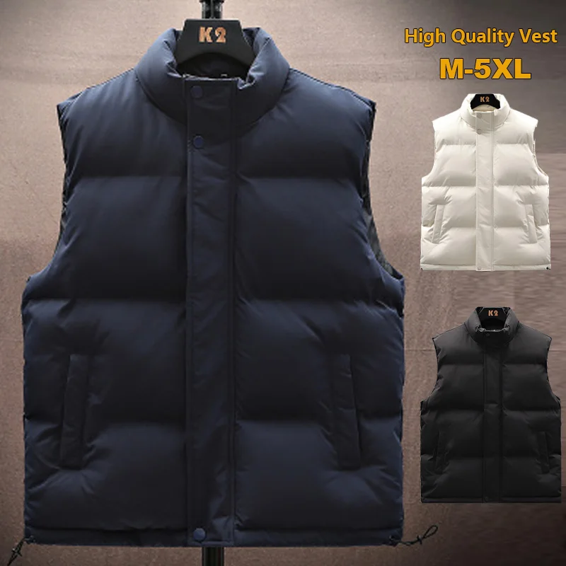 

Brand Man Warm Puffer Parka Sleeveless Vests Winter Jackets Man Casual Coats Men's Vest Cotton Thicken Waistcoat Plus Size Wear