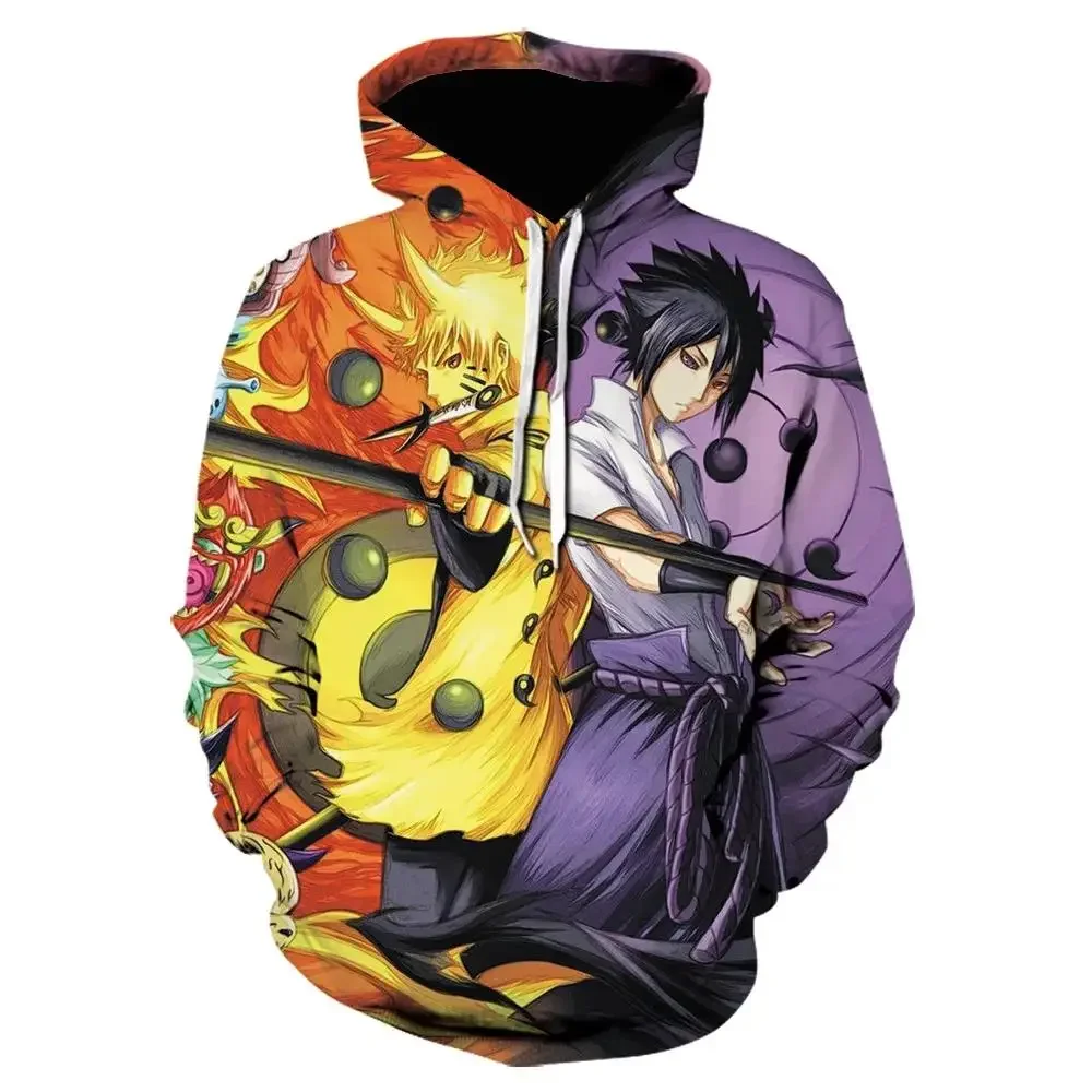 Japanese Anime Boys and Girls Hoodies Uzumaki Naruto Men\'s Hoodies 3D Printed Pullovers MINISO Men\'s Hoodies New Men\'s Clothing