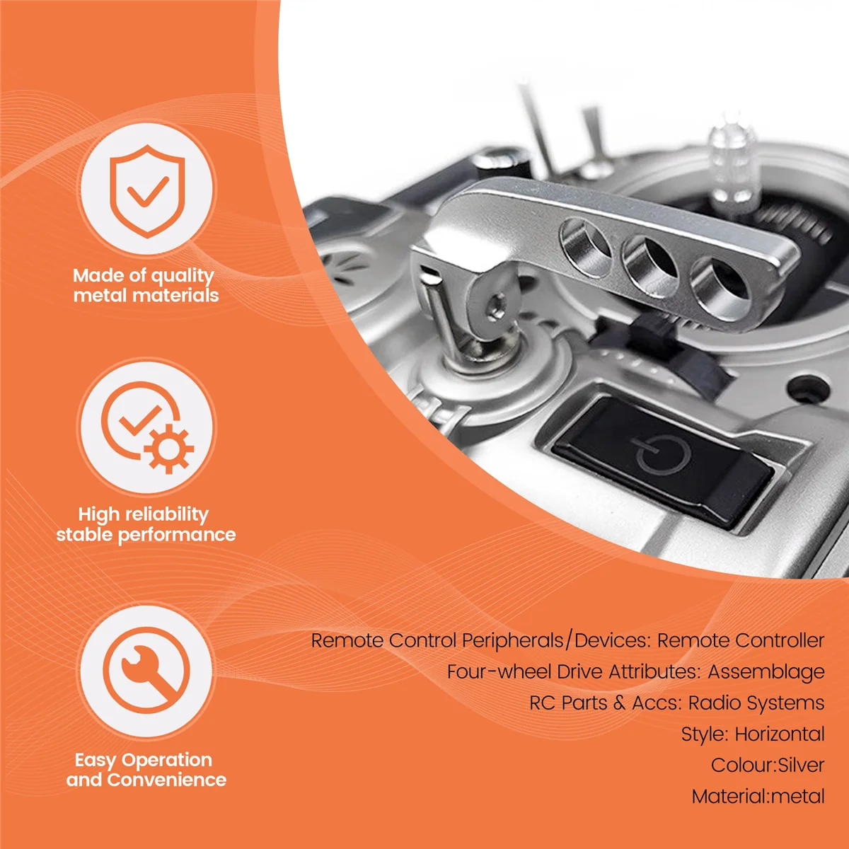 Новейший! Металлический шейный ремень передатчика с 4 отверстиями, балансир, регулятор для Futaba Radiolink Frsky X9D RC, пульт дистанционного управления, серебристый, горизонтальный