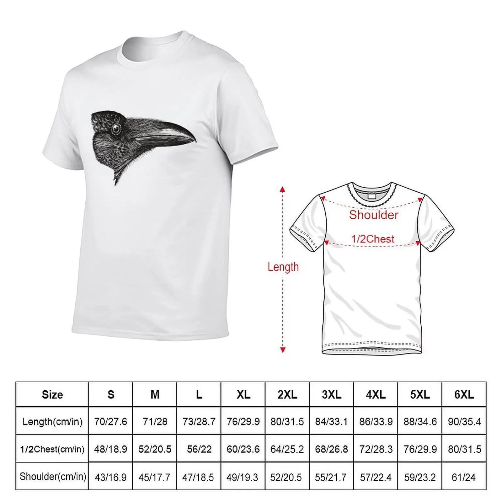American Raven scientific Vintage Engraving T-Shirt man tshirt cotton t shirt man T-Shirt