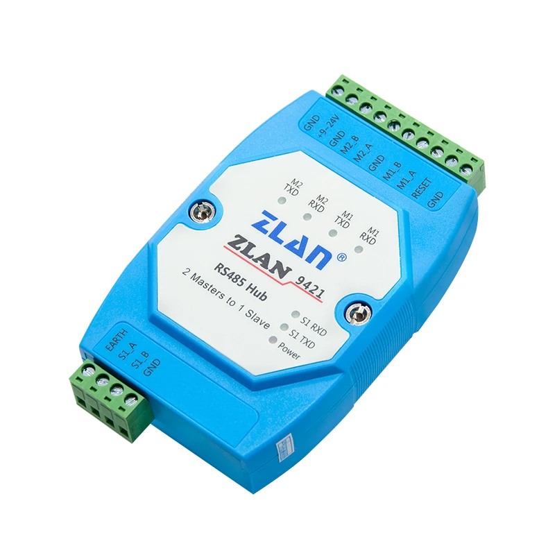 Repetidor de carril multimaster-one-slave/one-master-two-slave cached rs485 hub Modbus multimaster 485hubZLAN9421