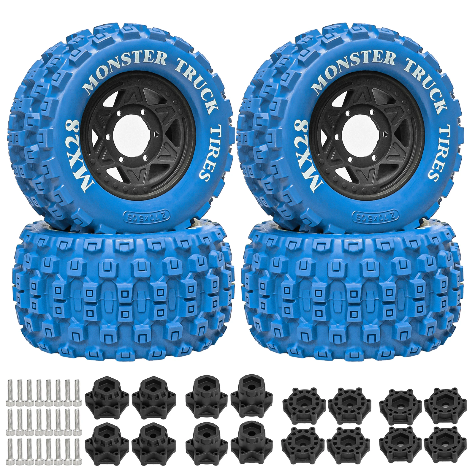 

OKHL 2.8" Not Glued Wheels and Tires with 12mm/14mm Hex Adapter for 1/10 RC Truck Car Traxxas Arrma Rustler Stampede Upgrade