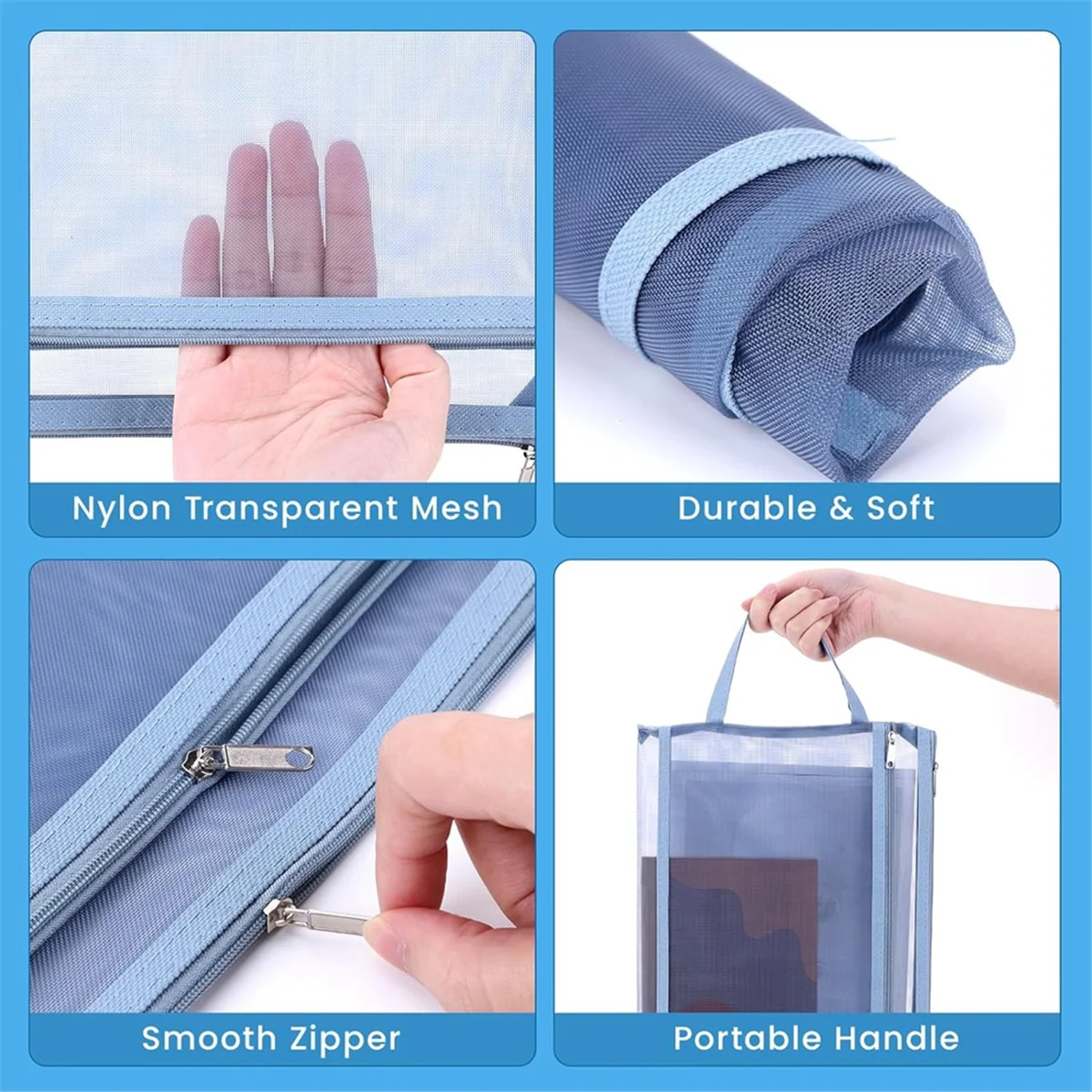 

JUF-20-Pack Mesh Zipper Bags, Double Wall Nylon Mesh Bags for Tabletop Games and Puzzle