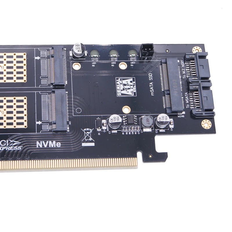 M2 NVMe SSD NGFF-PCIE 3.0 X16 어댑터 M 키 B 키, mSATA PCI Express 3.0 M.2 NVME SSD M2 SATA SSD mSATA 3 인 1 컨버터 라이저