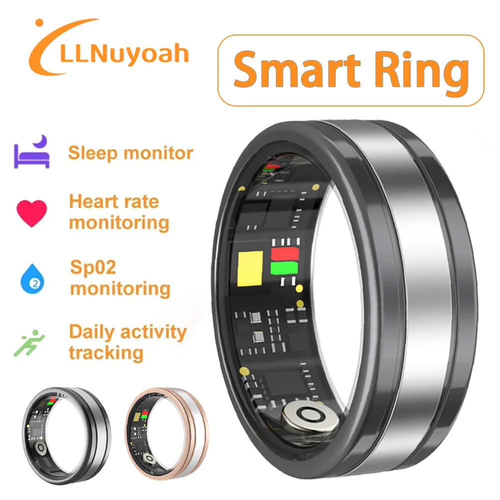 llNuyoah Smart Ring R18 Heart Rate Blood Oxygen Monitor Sport Waterproof for Men Women 2024 New with Charging Case IP68 & 5ATM