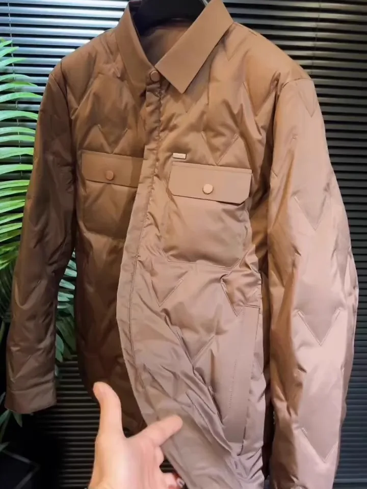 

Высококачественная мужская пуховая куртка с воротником, деловой стиль, осень-зима, новинка, модная, стандартный крой, длинный рукав, на молнии