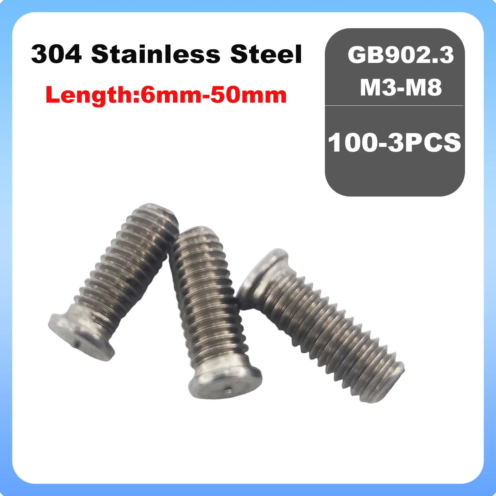 3-100Pcs 304 Stainless Steel GB902.3 Spot Welding Screws Welding Nails M3 M4 M5 M6 M8 Weld Studs For Capacitor Discharge Welding