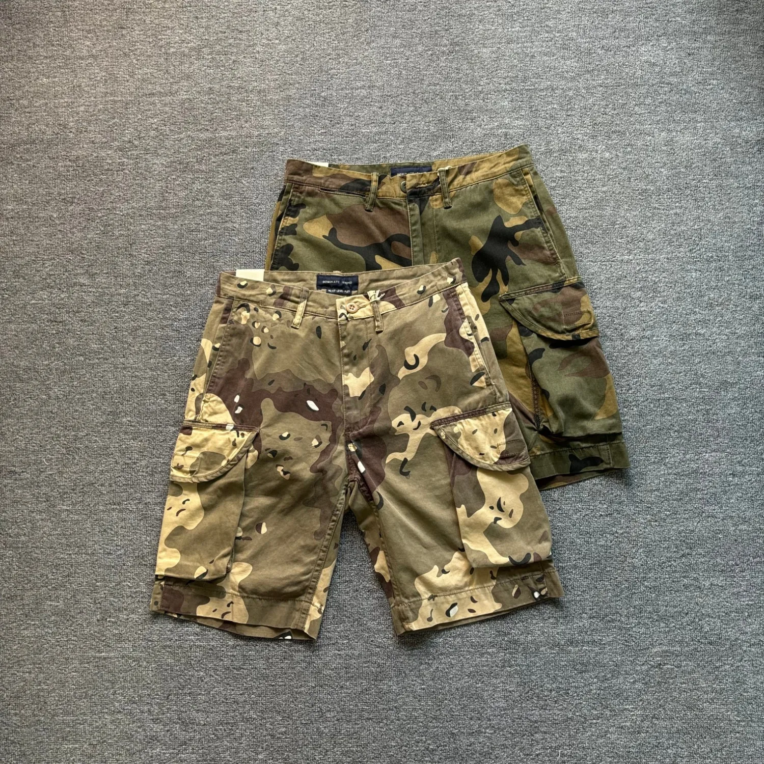 

Heavy cotton pure shorts men's American retro multi-pocket workwear style three-quarter pants Japanese casual summer trend