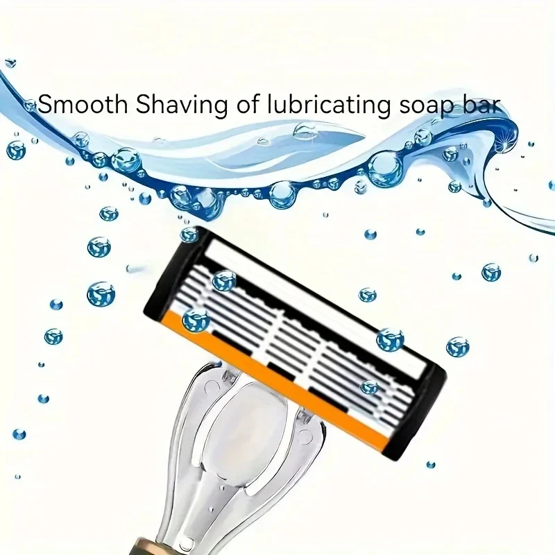 6-Layer Classic Razor, Razor Set, Stainless Steel Blade, Manual Safety Razor, Reusable Blade, Silicone Anti-Skid Layer