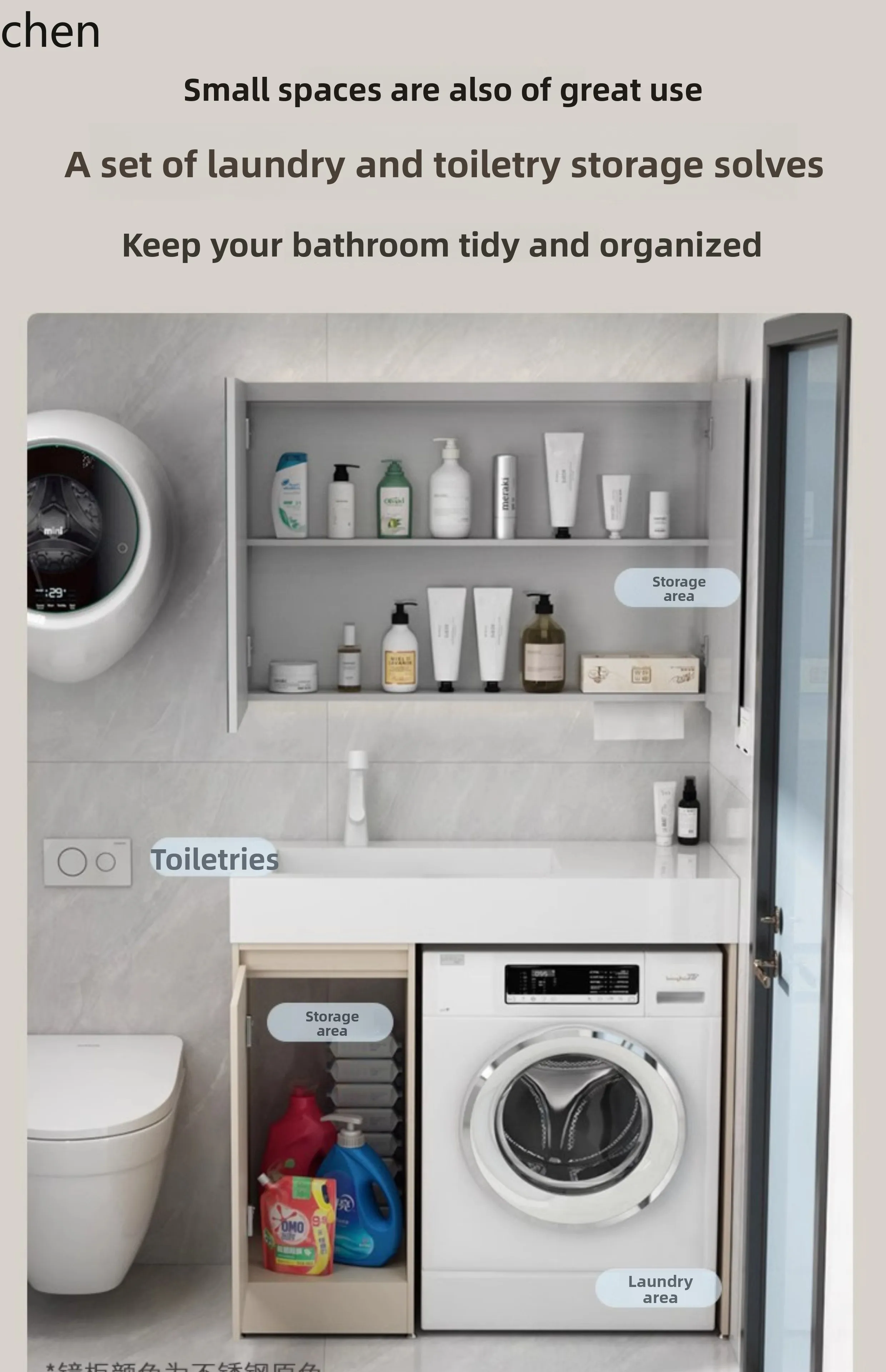 small apartment bathroom drum washing machine integrated cabinet washbasin washbasin sink