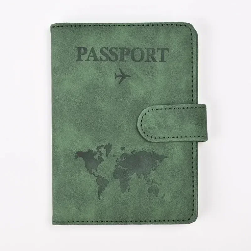 Funda de pasaporte de cuero PU para hombres y mujeres, soporte de pasaporte de viaje con tarjetero, funda protectora de billetera