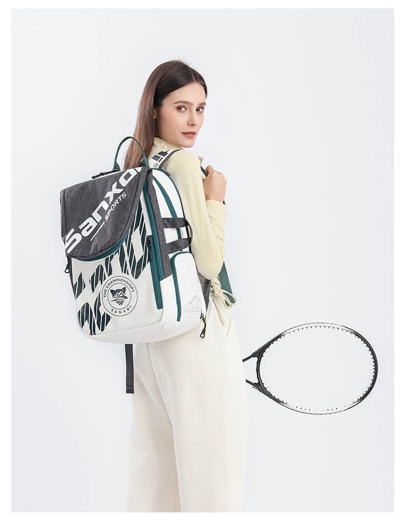 2026 SANXDI Tennis Racket Bag Men Women Shoes Compartment Foldable Tennis Squash Badminton Backpack Lightweight Tennis Backpack view 6