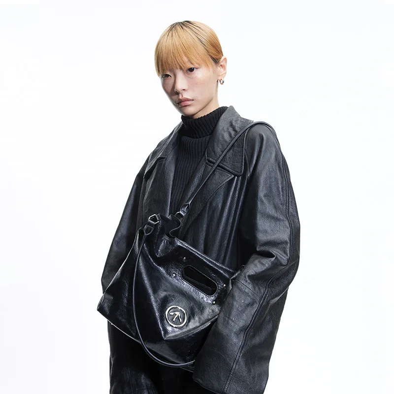 GROTTO 2025 New Fashion CARRY Tote Bag Large Capacity Commuter Cowhide Handbag Single Shoulder Soft Bag