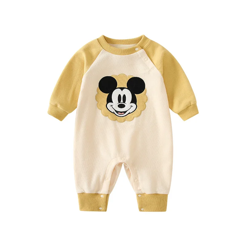 

MINISO Mickey Newborn Baby Boy Winter Thickened Warm Clothes Infant Jumpsuit Onesie Rompers Soft Baby Romper 0-1 Years Bodysuits