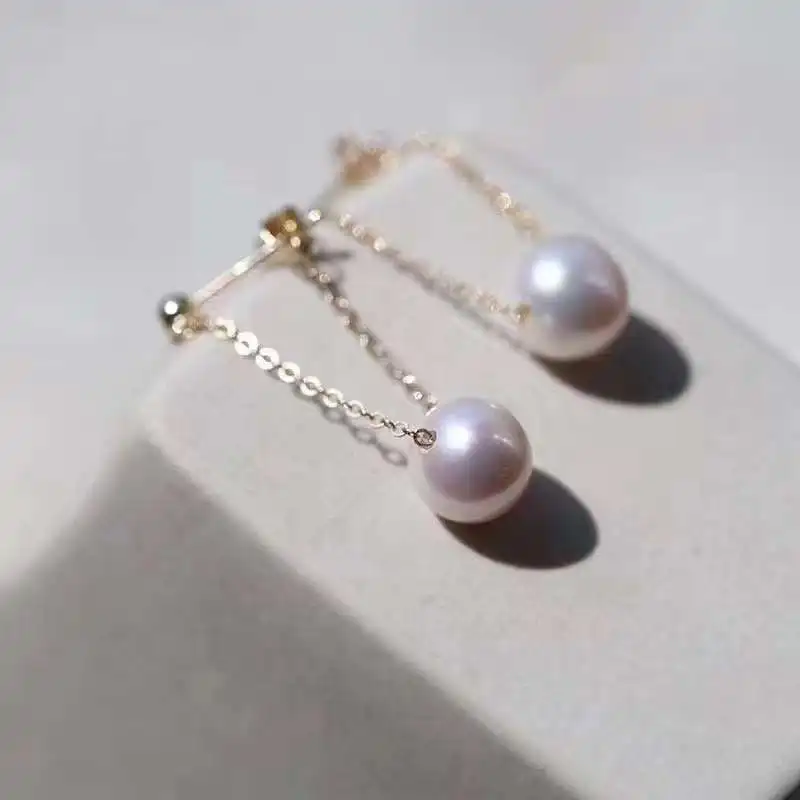 

SGARIT Classic 14k Gold Filled Small Round Pearl Earrings Natural Freshwater Pearl Pendant Earrings for Woman Wedding Party