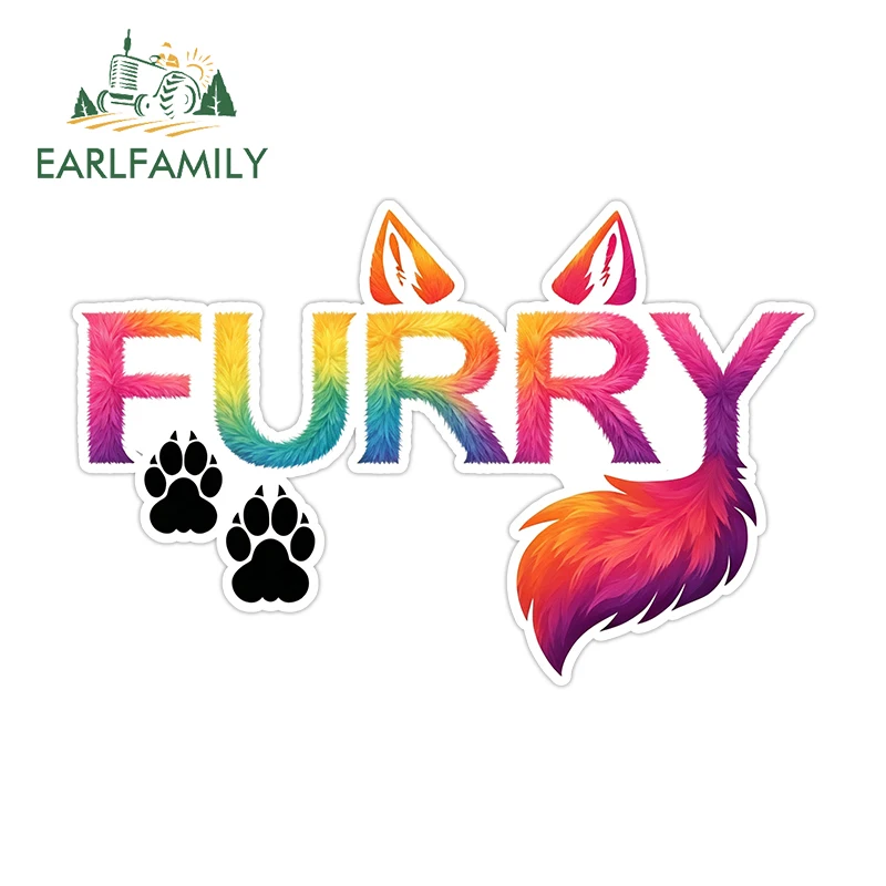 EARLFAMILY Cool Furry Tittle Logo Car Bumper Decal Popular Cartoon Car Gadget Decor Occlusion Scratch Practical Camper Goods