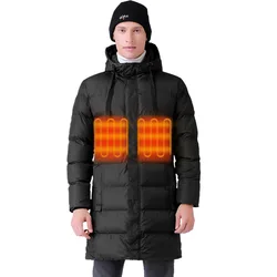 Cappotto riscaldante invernale addensato lungo cappotto riscaldante USB riscaldamento elettrico vestiti sci caldo