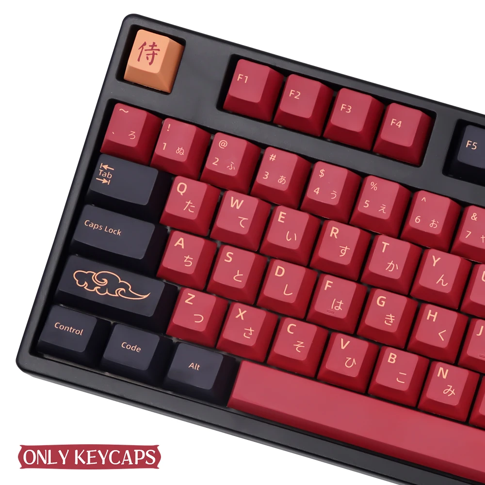 New BLUE/RED Samurai Japanese Keycaps 139/151keys Cherry Profile DYE-SUB PBT Keycap For GMK Cherry MX Switch Mechanical Keyboard