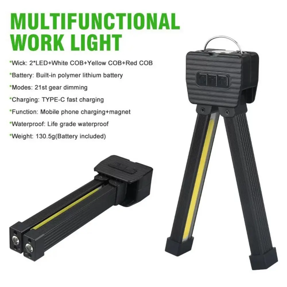 

Dimming Function Foldable Led Work Light Waterproof Design Rotation Magnetic Multifunction Flashlight Adjustable Brightness