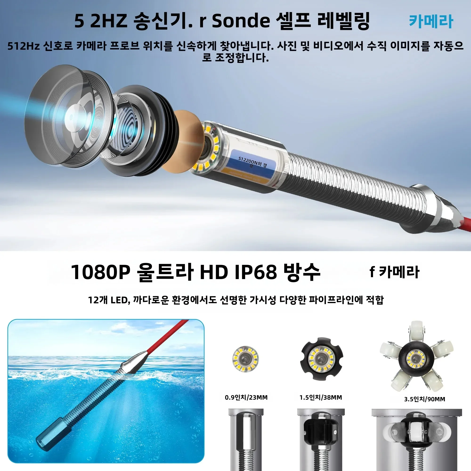 SYANSPAN 10.1 1080P Screen Pipe Camera 512Hz Sonde Self Leveling for Drain Sewer Inspection 16GB Video Recording IP68 Waterproof