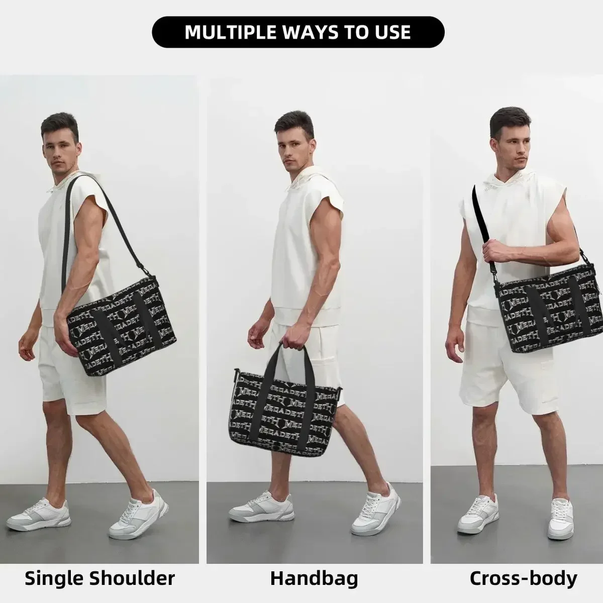 Heavy Metal Rock Roll Music M-Megadeths-S Print Beach Travel Bag Tote Bags for Gym Sport Women Shopping Duffle Shoulder Bag
