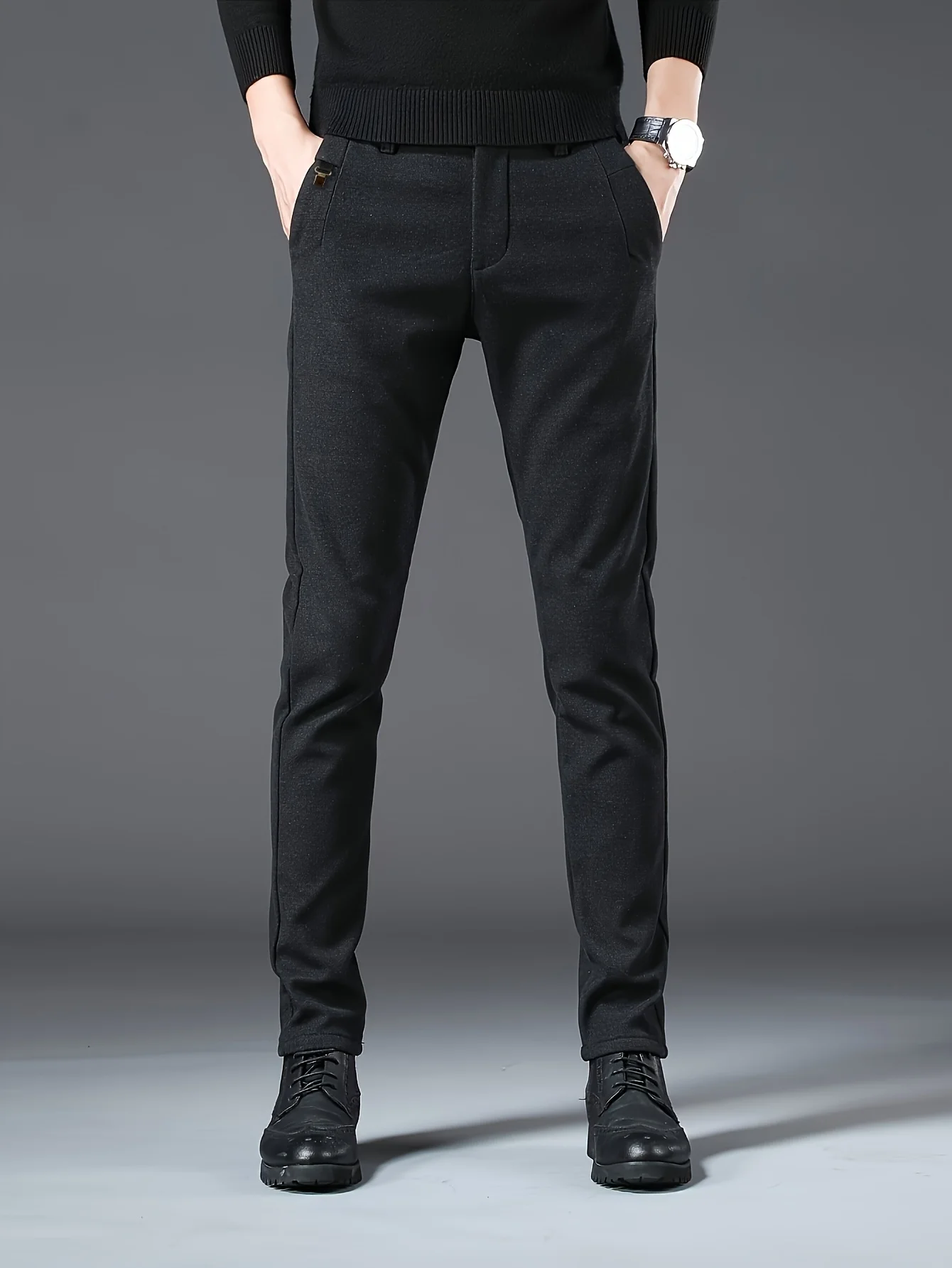 

Men's classic design slim fit formal pants, suitable for autumn and winter business and leisure activities