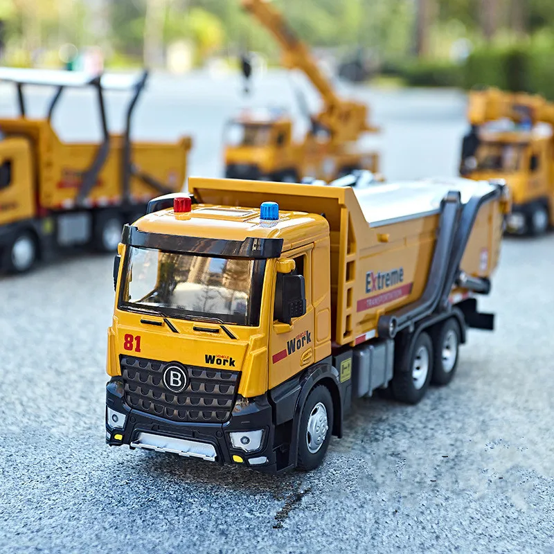 

1: 24 alloy dump truck model,simulation engineering transport vehicle,sound and light effects,wholesale