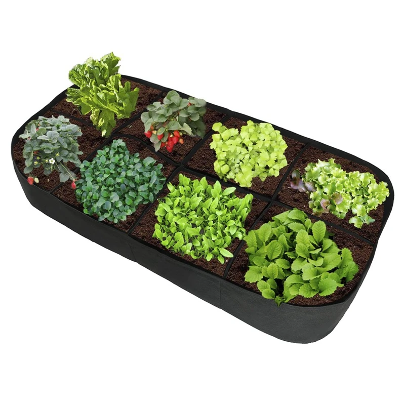 

Fabric Garden Plant Bed, 8-Hole Rectangular Planting Container Planting Bag Planter Potted Plant, Flower, Vegetable Planting Bag