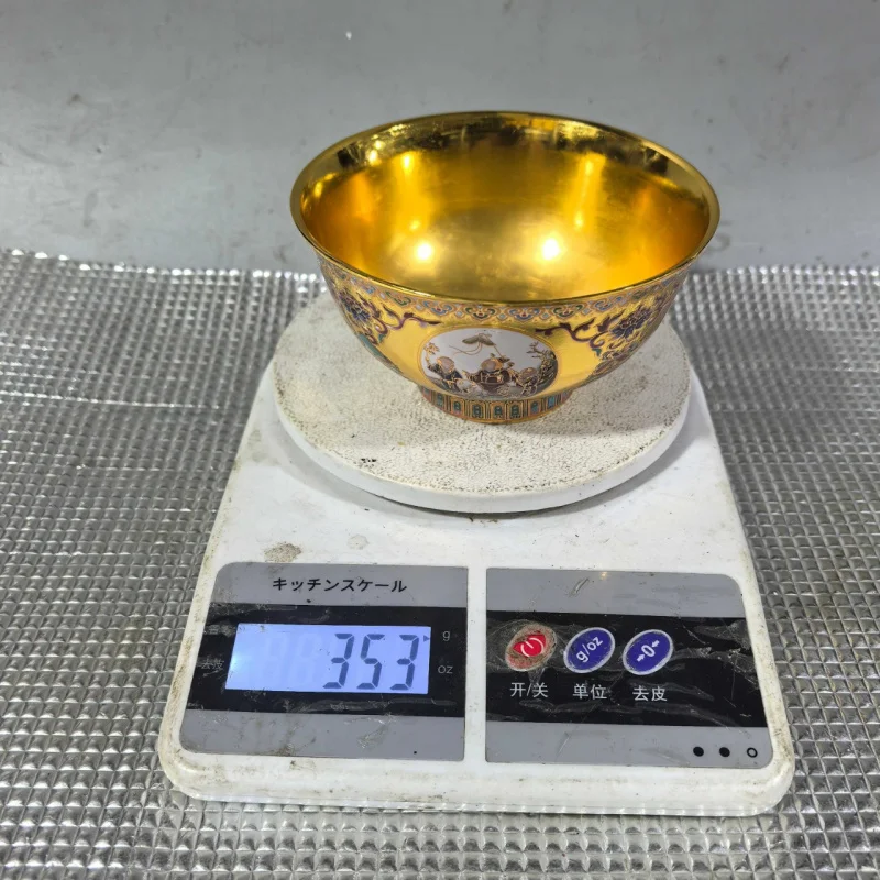 Handcrafted Cloisonné Gold-Plated and Painted Craft Multi-Child Multi-Blessing Copper Bowl Treasure Basin Home Desktop Decoratio