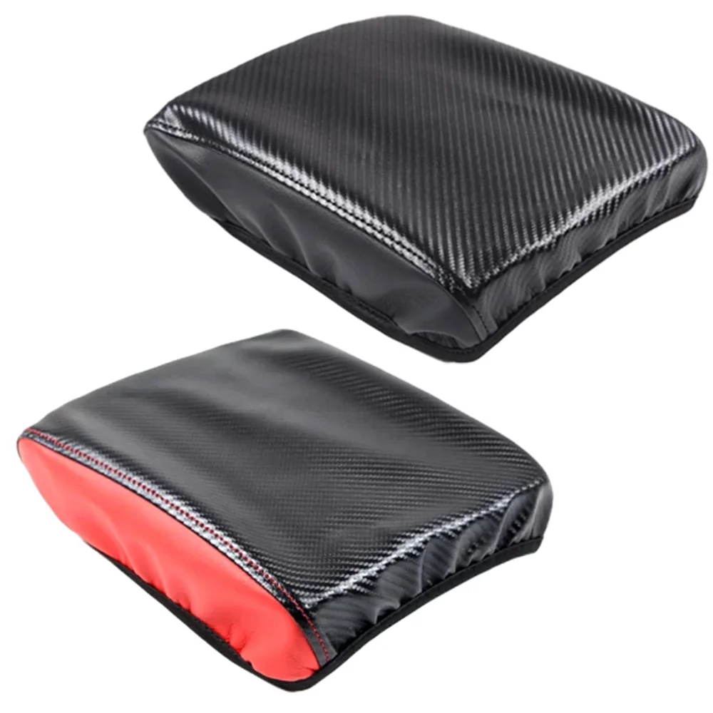 Carbon Fiber Look Leather Armrest Cover for Toyota Tacoma 2024-2026 4Runner 2025-2026 Center Console Protector Red Black