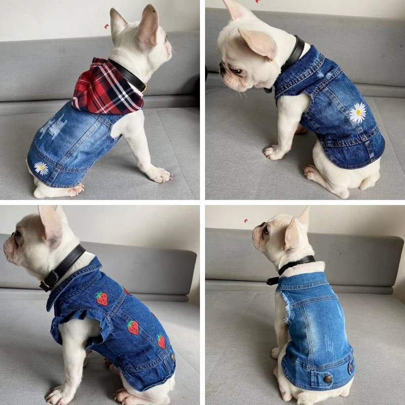 Spring Denim Dog Vest, Shih Tzu Clothes for Small Dogs, Yorkshire Terrier, Puppy Jeans Jacket, Chihuahua Apparel, Cat Clothes