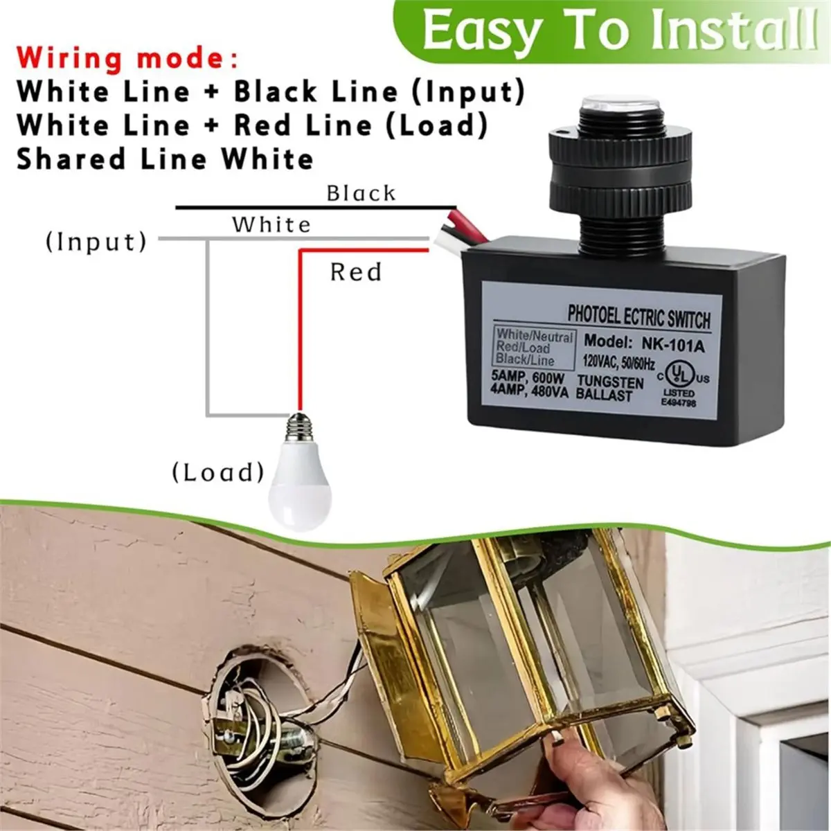 Time Saving 2 Pcs Photocell Switch -301F 120-277V Dusk to Dawn Sensor Photoelectric Switch Light Photocell Sensor Lighting Switc