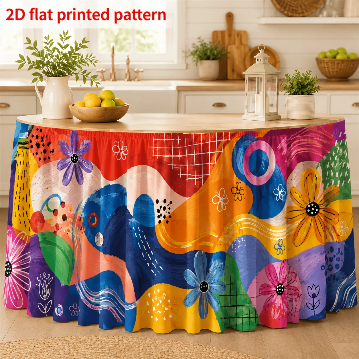 Table skirt / tableskirt - 1 piece. Tablecloth table skirt. Polyester abstract floral print table skirt. It will decorate.