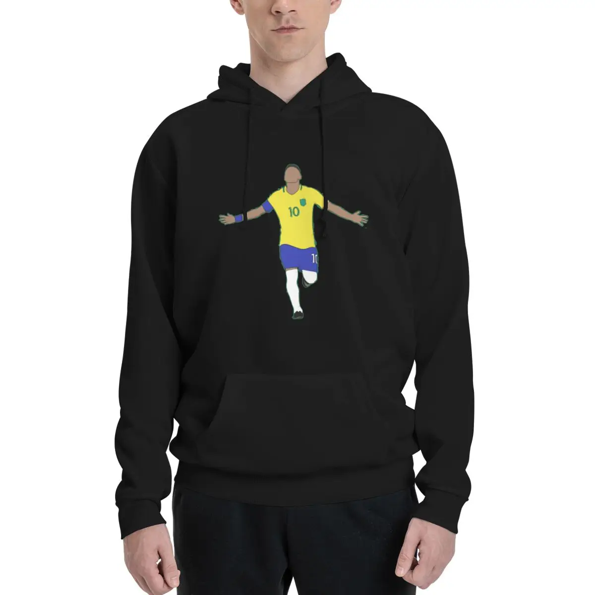 Neymar And Jr Brazil Soccer Striker Couples Plus Velvet Hooded Sweater premium Top quality Hooded rope Hoodie Sexy