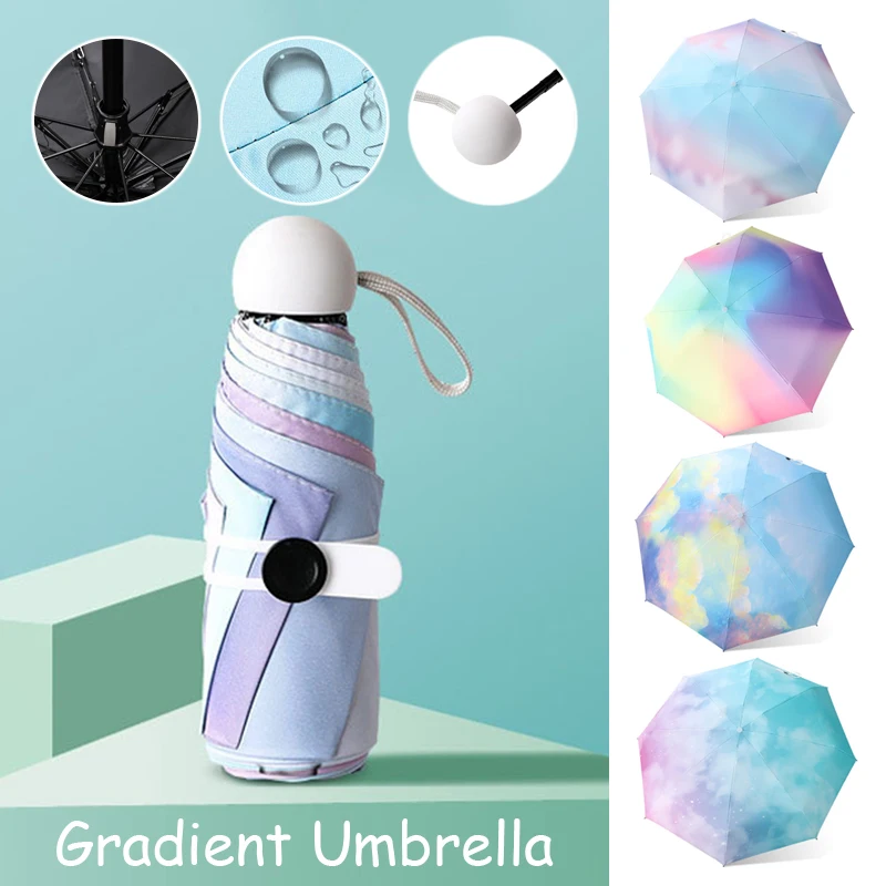 

Mini Portable Umbrella Colorful Gradient Sunshade Anti UV 5Folding Sun Umbrella Women Summer Outdoor Sunscreen Umbrellas