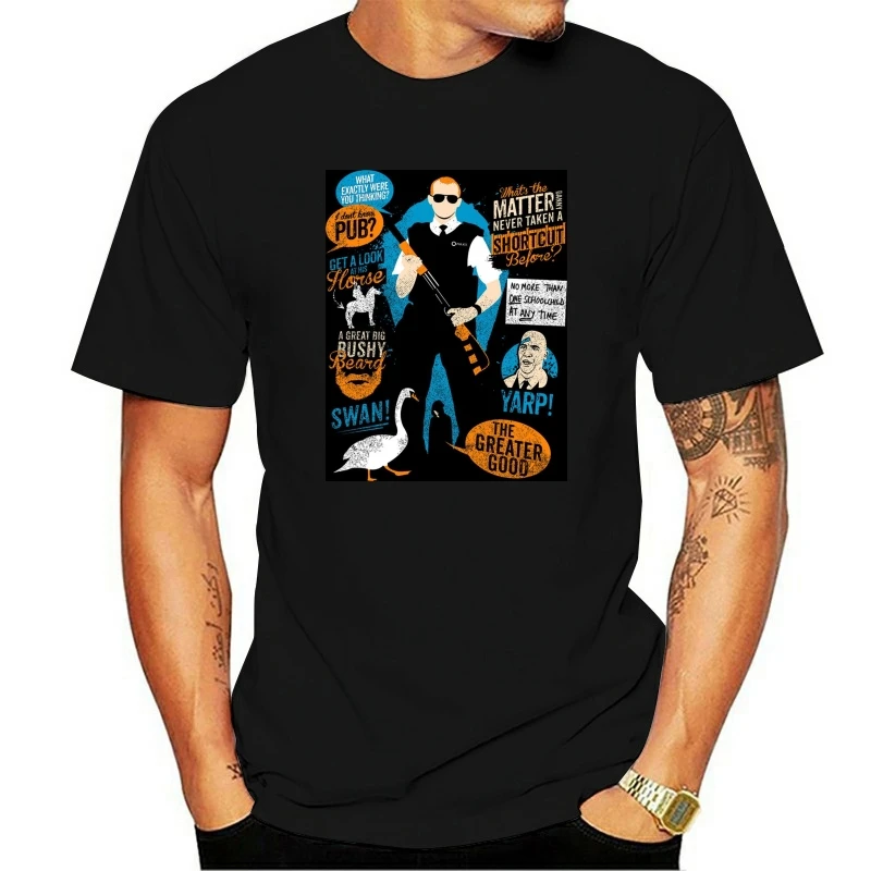

Men's T Shirt Cotton Simon Pegg Hot Fuzz Artwork Black Tee