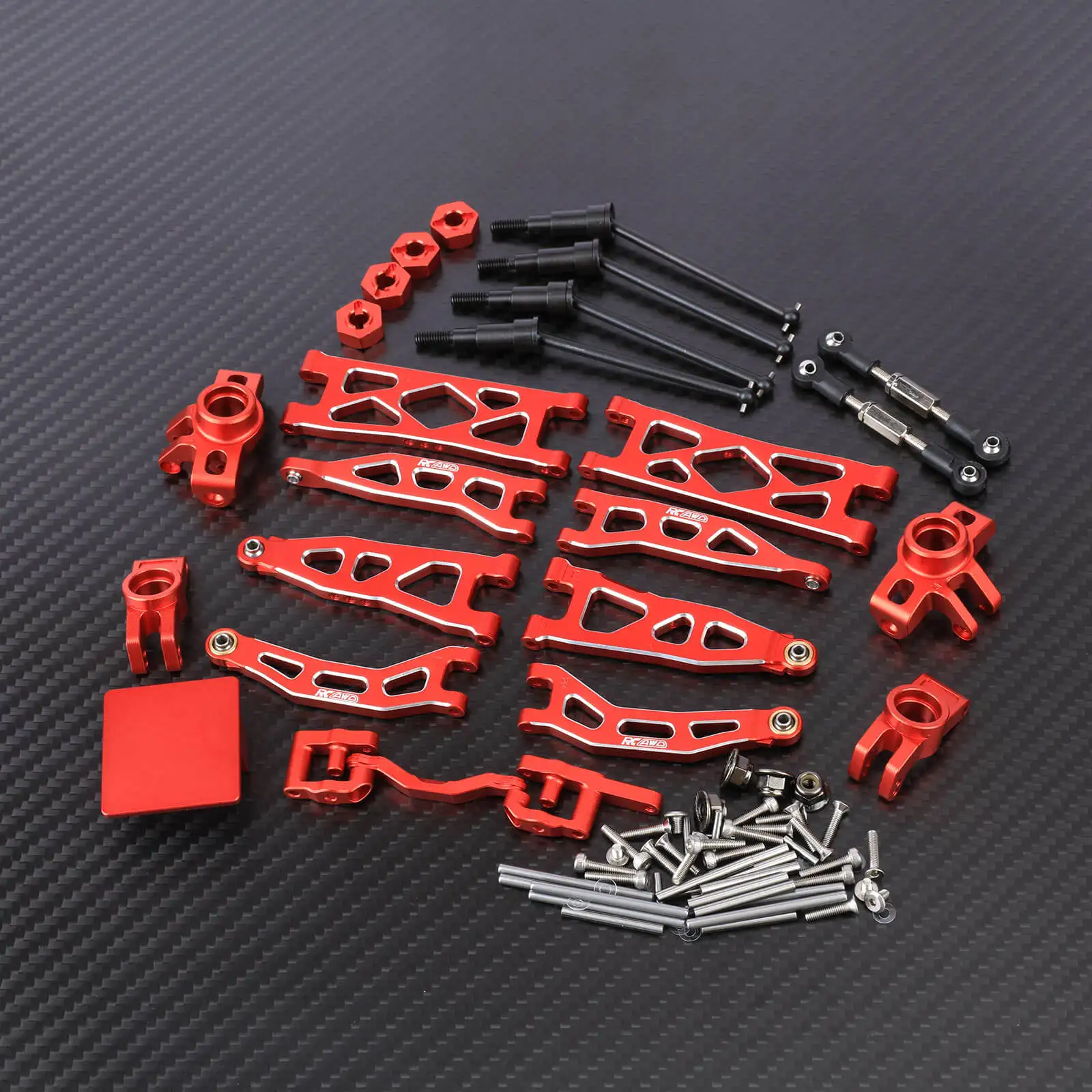 RCAWD 26pcs/set Metal 10MM Widened Suspension Arm Set for ARRMA 1/18 GRANITE GROM 1/14 TYPHON GROM with Drive Shaft Upgrade Part