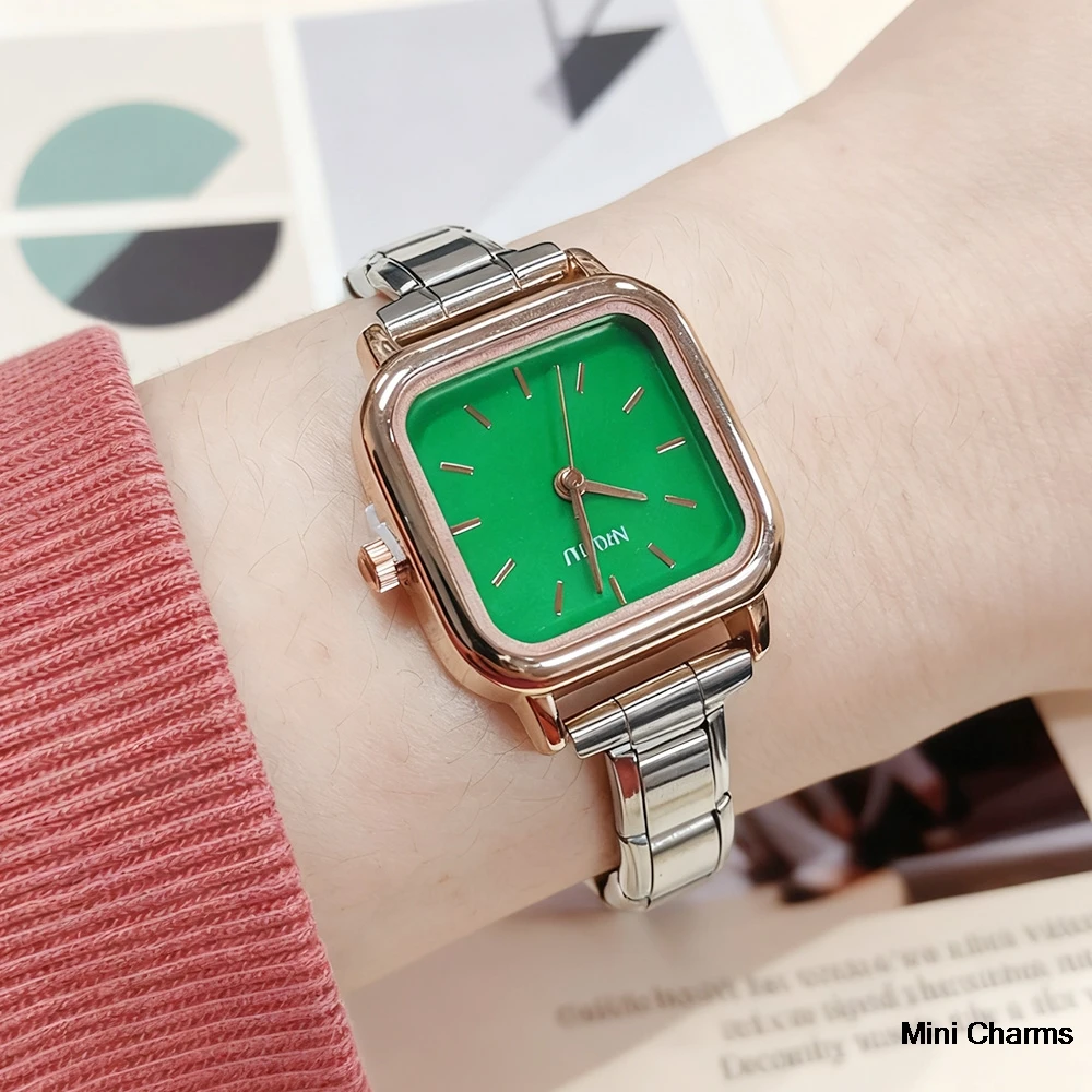 Delicate Square Stainless Steel Strap Width 9mm Quartz Watch Casual Simple Fashion Silver Color Watch Party Tanabata Gift