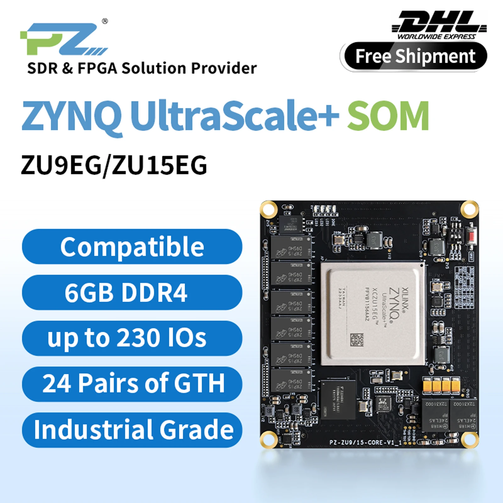 Puzhi PZ-ZU15EG-SOM FPGA Core Board Xilinx ZYNQ UltraScale+ MPSOC XCZU15EG Industrial Grade