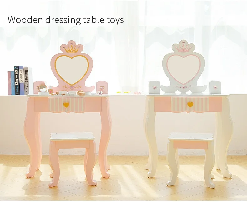 Kids Wooden Vanity Set Wooden Simulation Of Every House Girl Toy Dresser Toy Girls Dressing Table Wooden Beauty Table For Kids