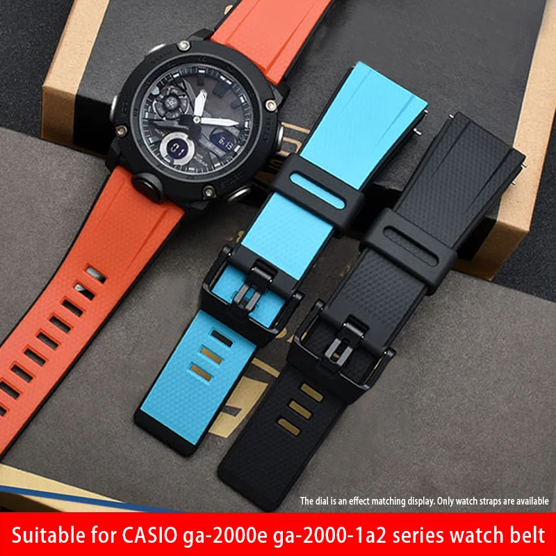 Watchband Accessorie 24mm For Casio Resin Strap GA2000 PRG-600 PRW-6600 PRG-650 GA-2000 Waterproof Sport Silicone Watch Bracelet