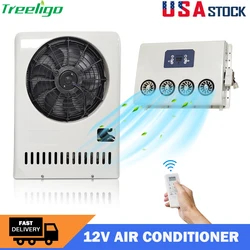 Treeligo 24V 12V 10500btu Parking Air Conditioning Electric Split Car Air Conditioner Fit RV Truck Tractor Camper Van Motorhome