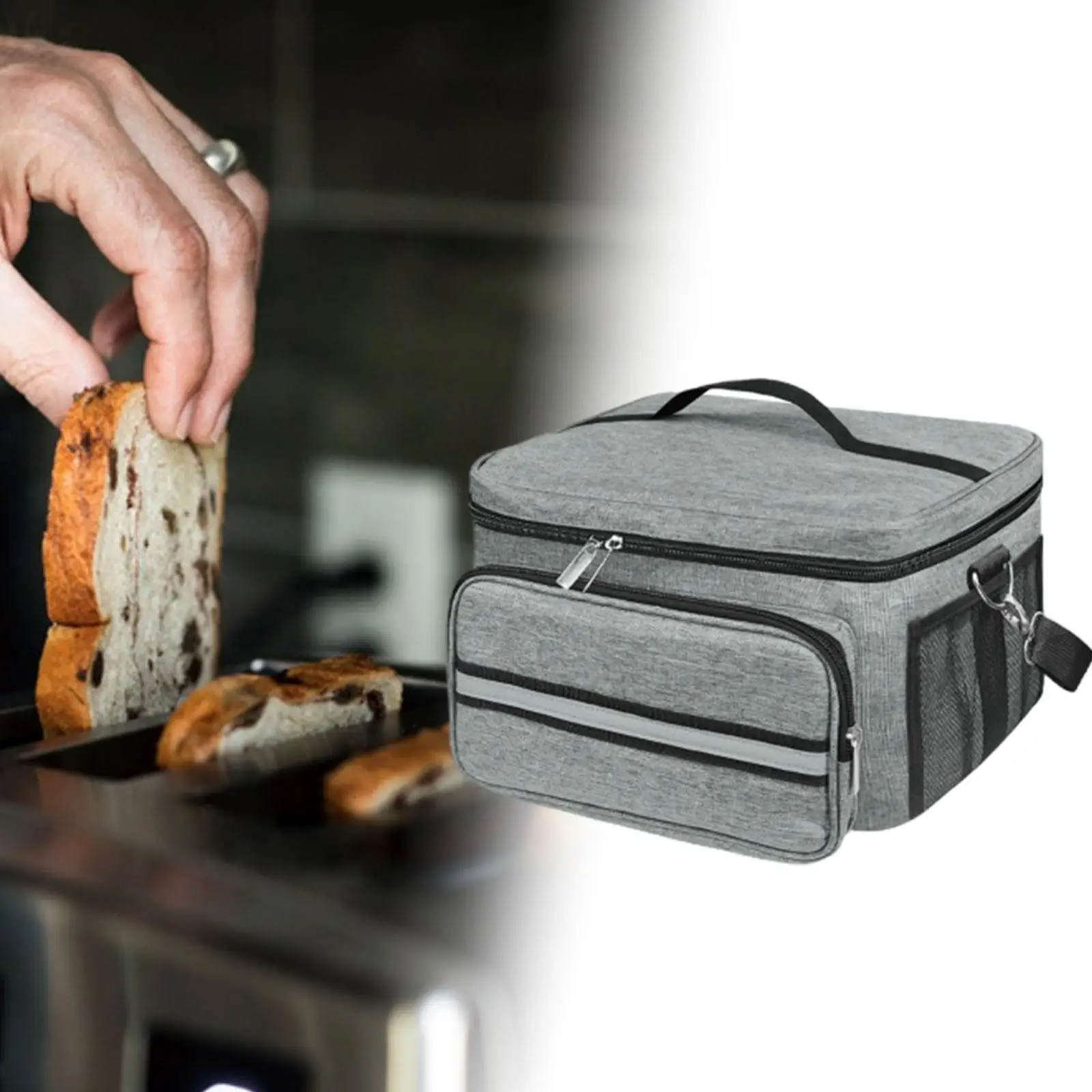 Toaster Cover with Base Toaster Portable Storage Bag with Shoulder Strap Zippers Protective Cover Toaster Storage Bag