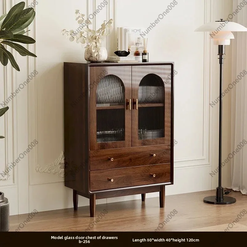 chest living room storage cabinet retro rattan solid wood leg storage bedroom wall storage drawer cabinet