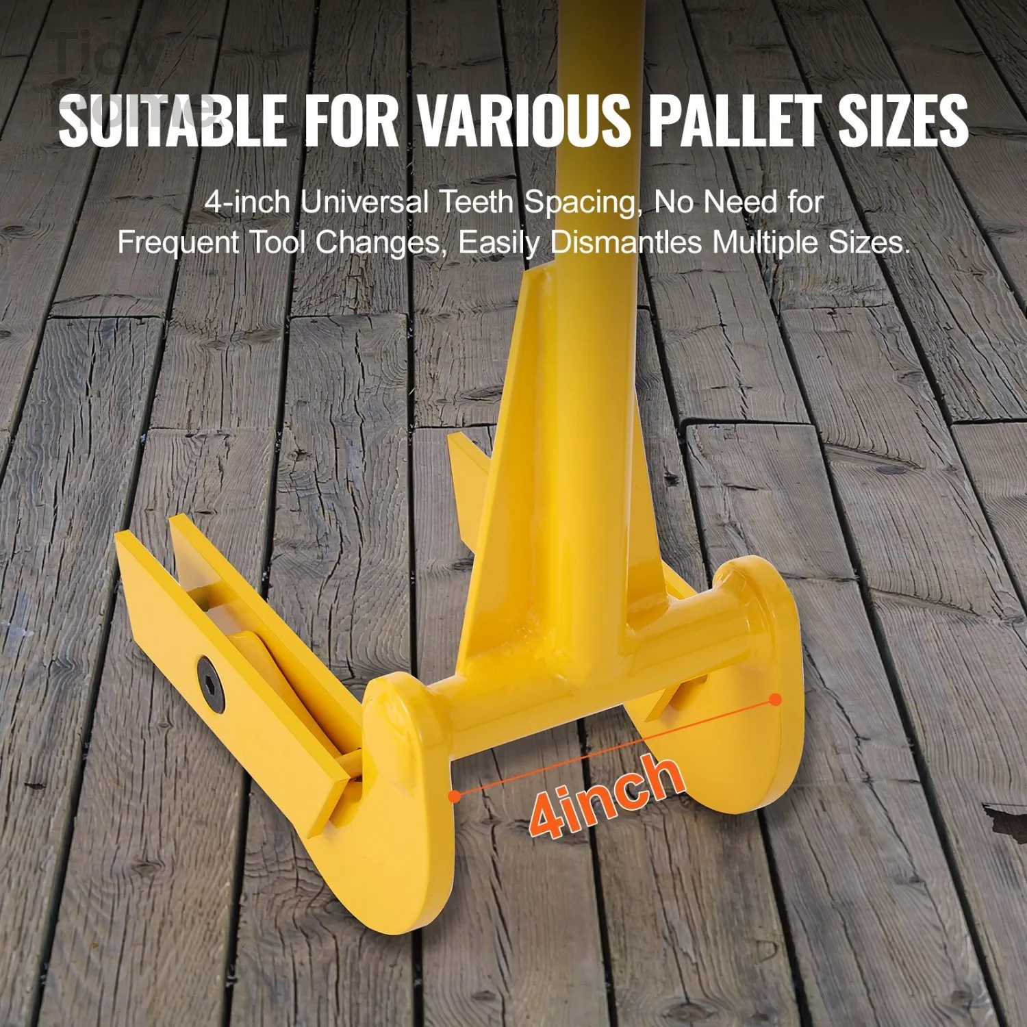 

Professional Heavy-Duty Yellow Pallet Buster Tool - 41" Long Handle Pry Bar for Deck Board Removal & Wood Pallet Dismantling